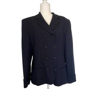 Vintage Anne Klein 100% Wool Double Breasted Blazer Size 14